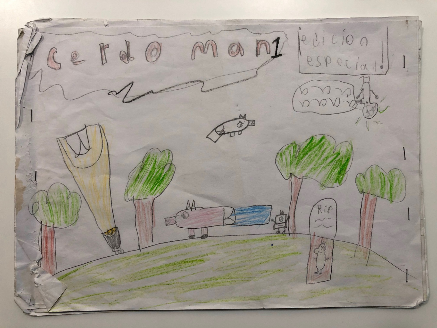 Página del cómic de Cerdo Man